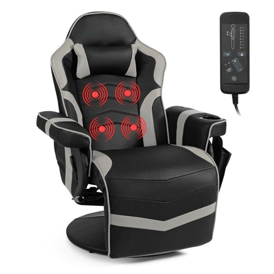 Electric Massage Gaming Chair with Cup Holder and Side Pouch - ChairwayUK
