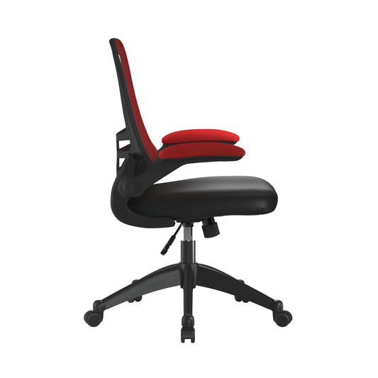 Nautilus Luna - Designer High Back Mesh Chair with White Shell and Folding Arms