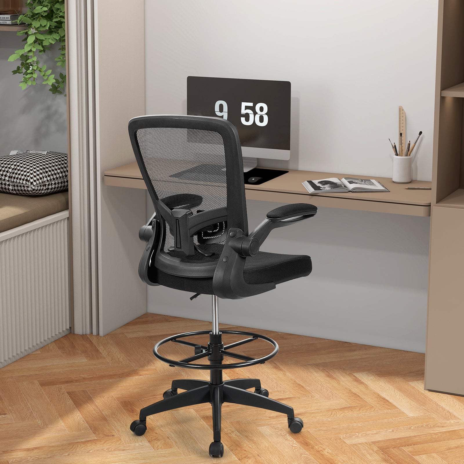 Arm Chair Drafting Chair Coolse Tall Office Chair With Flip-up