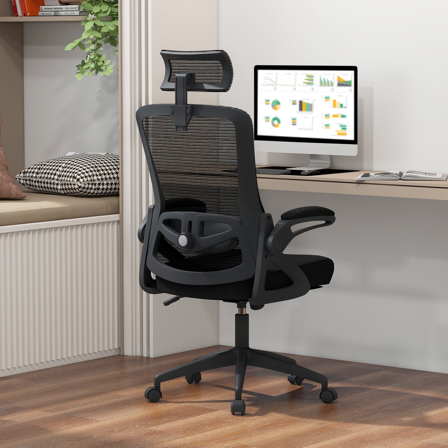 Ergonomic Office Chair with Adjustable Lumbar Support for Home Office-Black - ChairwayUK