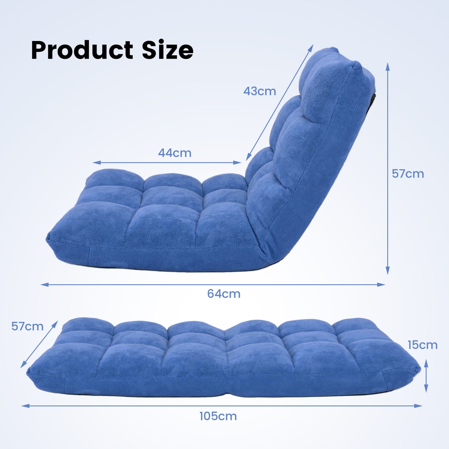 Coral Velvet Floor Gaming Chair with 14-Position Adjustable Back - ChairwayUK