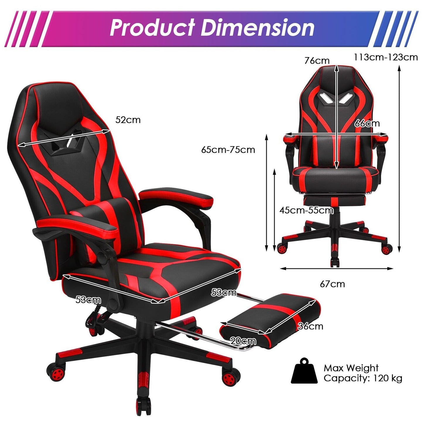 Image for Red_Swivel_Ergonomic_Gaming_Chair_Size-4