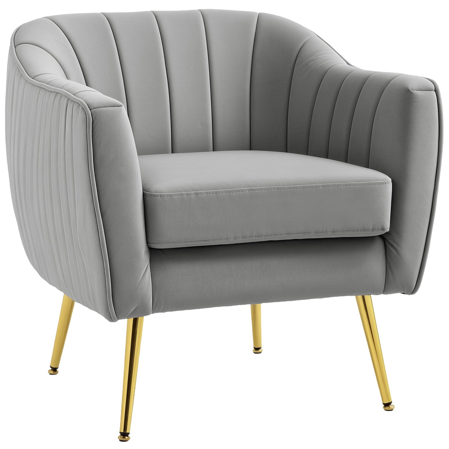 Velvet-Feel_Shell_Back_Grey_Accent_Chair_Main