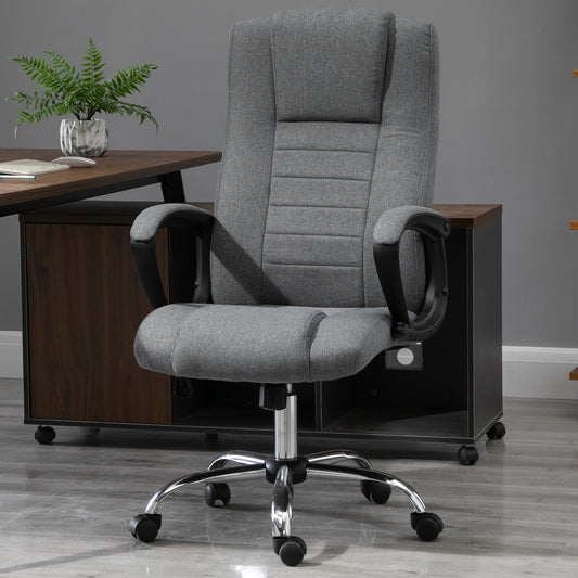 Image for Vinsetto High Back Office Chair 360° Swivel Chair Adjustable Height Tilt Function Linen Deep Grey 62W x 62D x 110-119H cm