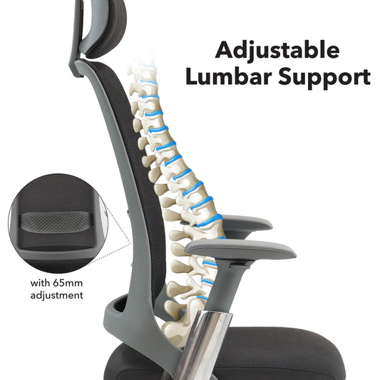 Holden mesh back operator chair with black fabric seat and headrest - ChairwayUKOperator ChairHOL300T1 - KHolden mesh back operator chair with black fabric seat and headrest