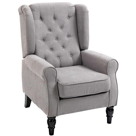 HOMCOM Retro Accent Chair, Wingback Armchair with Wood Frame Button Tufted Design for Living Room Bedroom