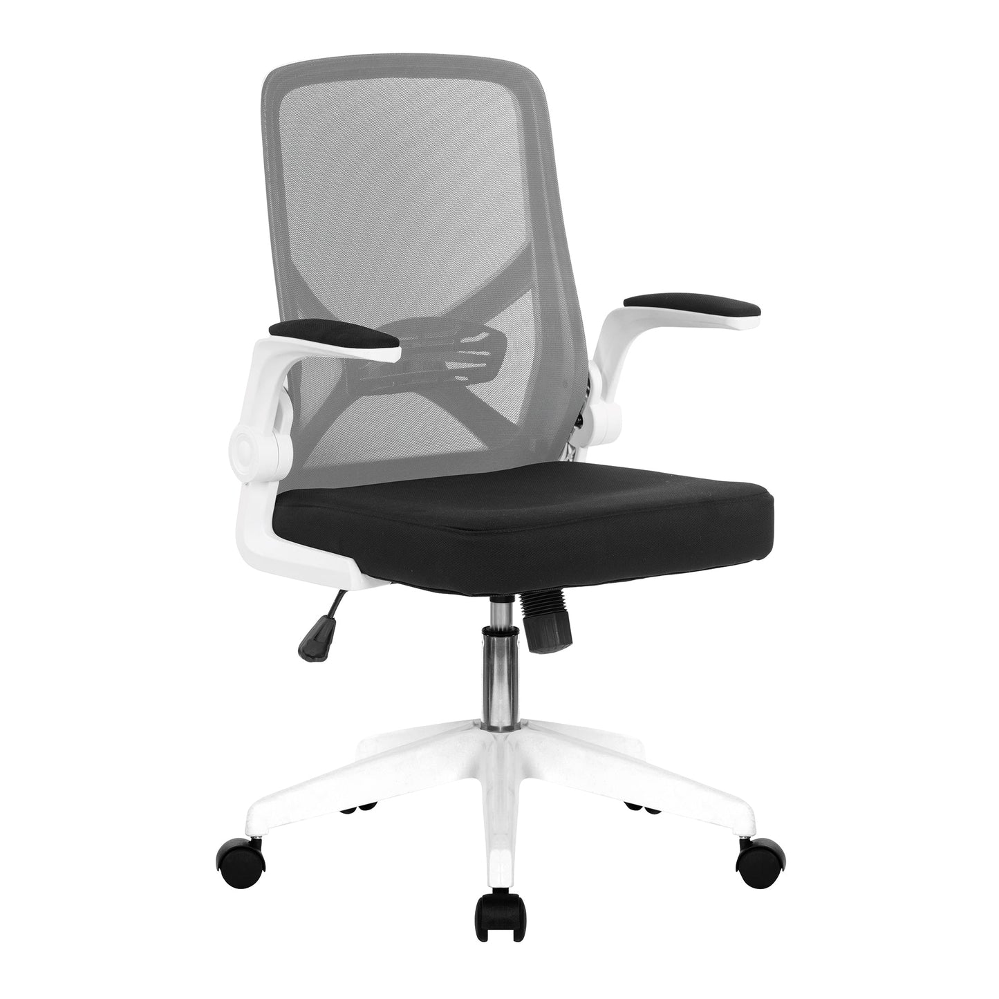 Nautilus Oyster - Folding Mesh Chair with Upholstered Folding Arms, White Shell and White Nylon Base - ChairwayUKOperator ChairBCM/K523/WH - GYNautilus Oyster - Folding Mesh Chair with Upholstered Folding Arms, White Shell and White Nylon Base