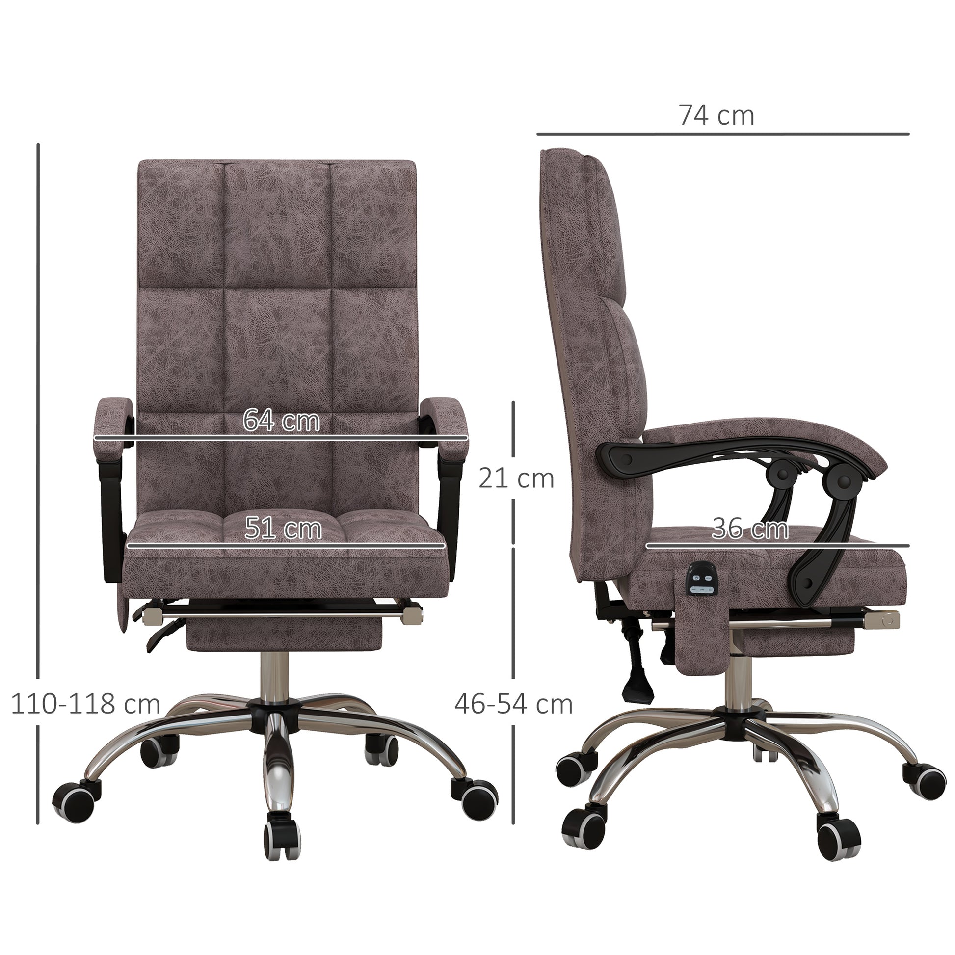 Image for Vinsetto Executive Vibration Massage Office Chair, Microfibre Computer Chair with Armrest, 135° Reclining Back, Charcoal Grey