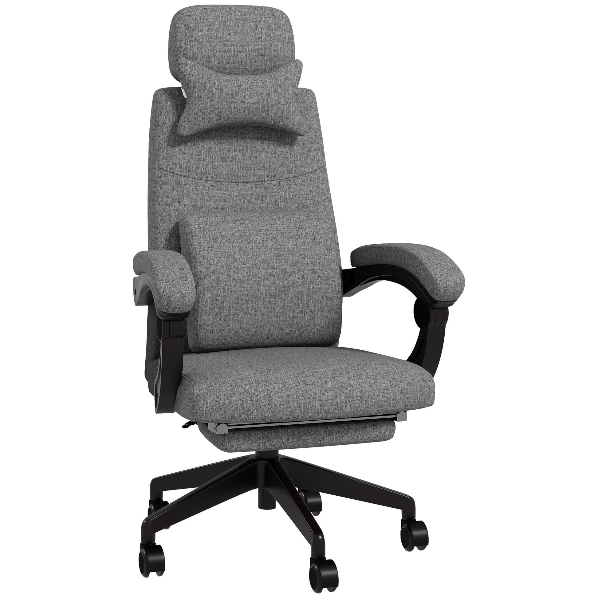 Image for Vinsetto High Back Office Chair Reclining Computer Chair with Footrest Lumbar Support Adjustable Height Swivel Wheels Dark Grey