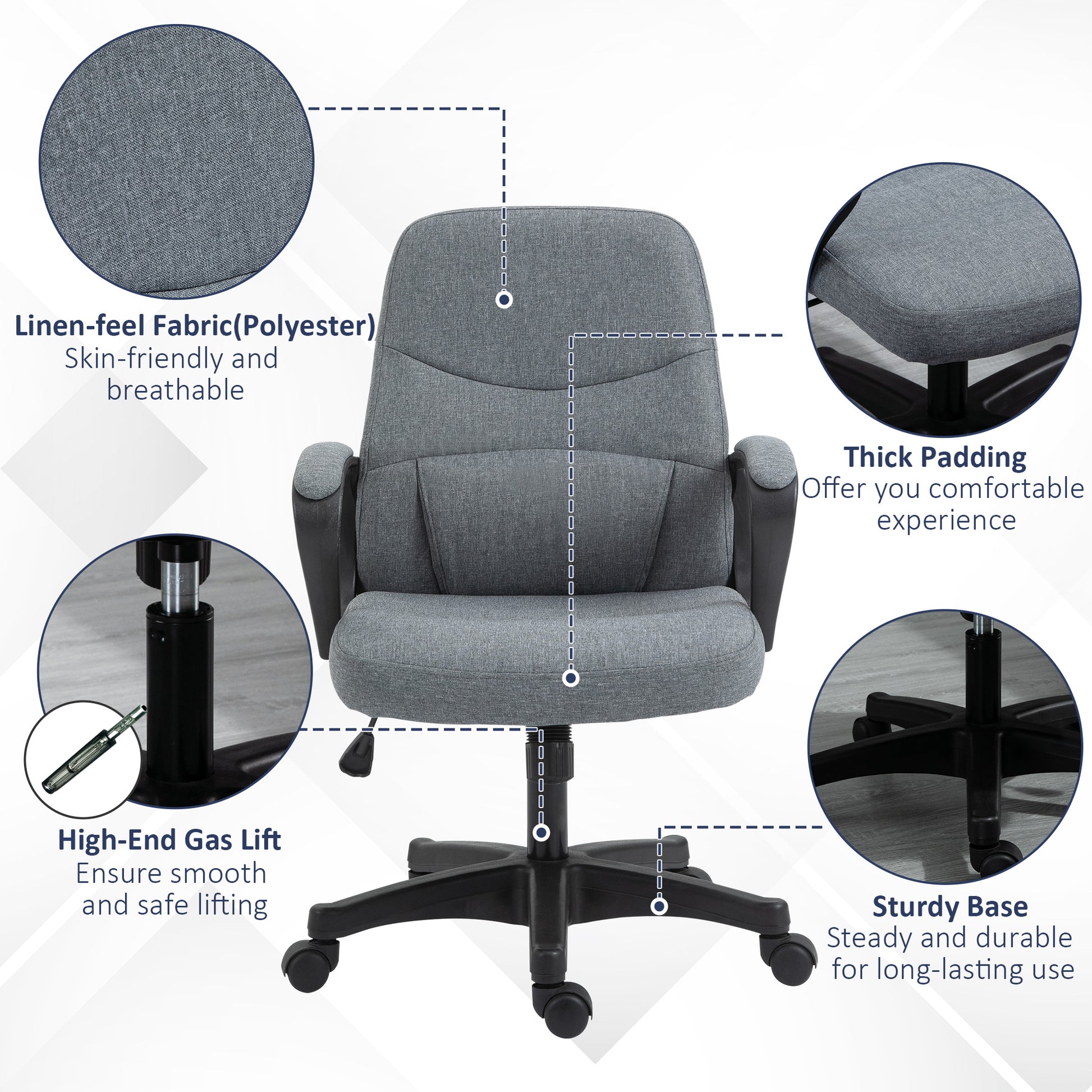 Image for Vinsetto Office Chair with Massager Lumbar High Back Ergonomic Support Office 360° Swivel Chairs Adjustable Height Backrest Grey