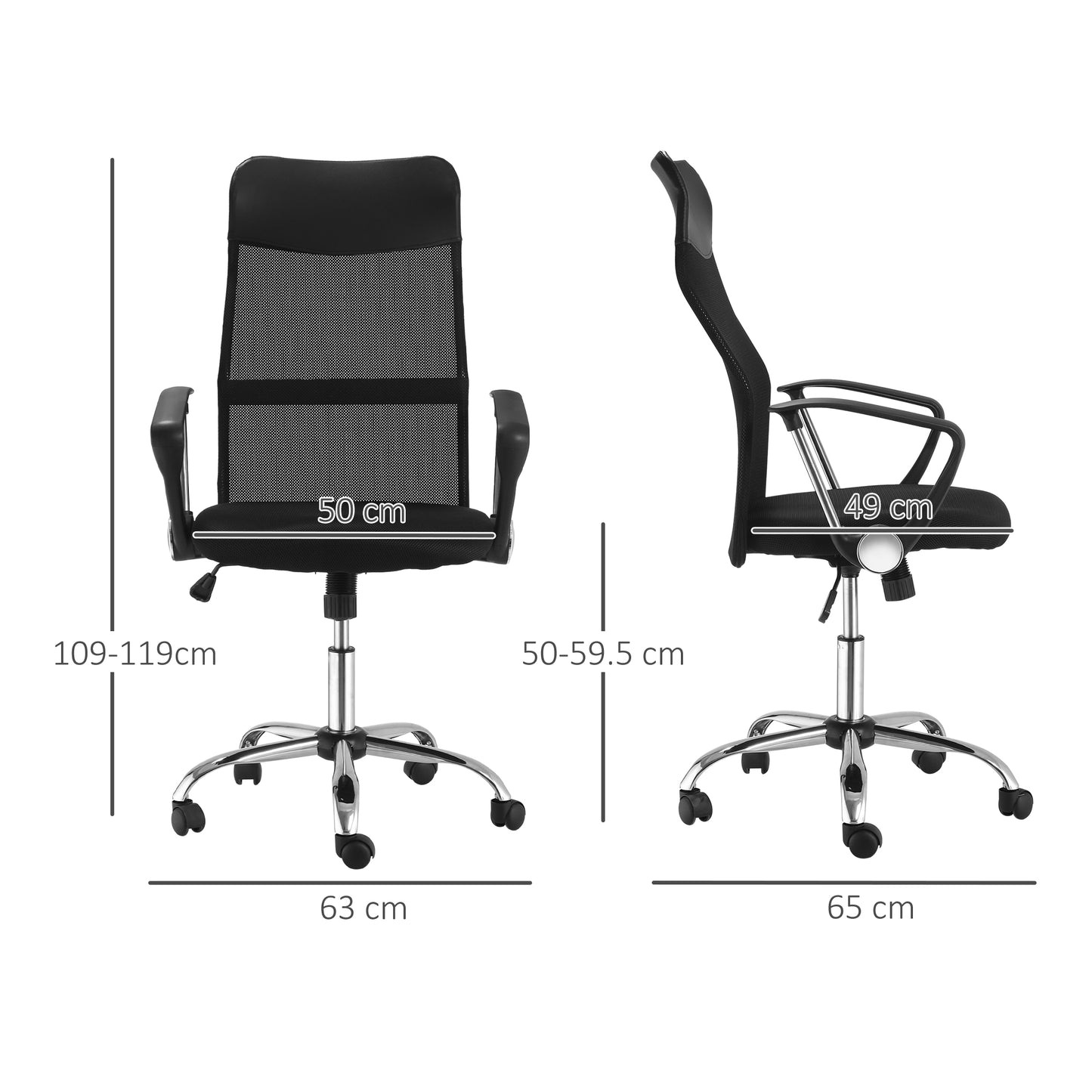 Image for HOMCOM Ergonomic Office Chair Mesh Chair with Adjustable Height Tilt Function Black