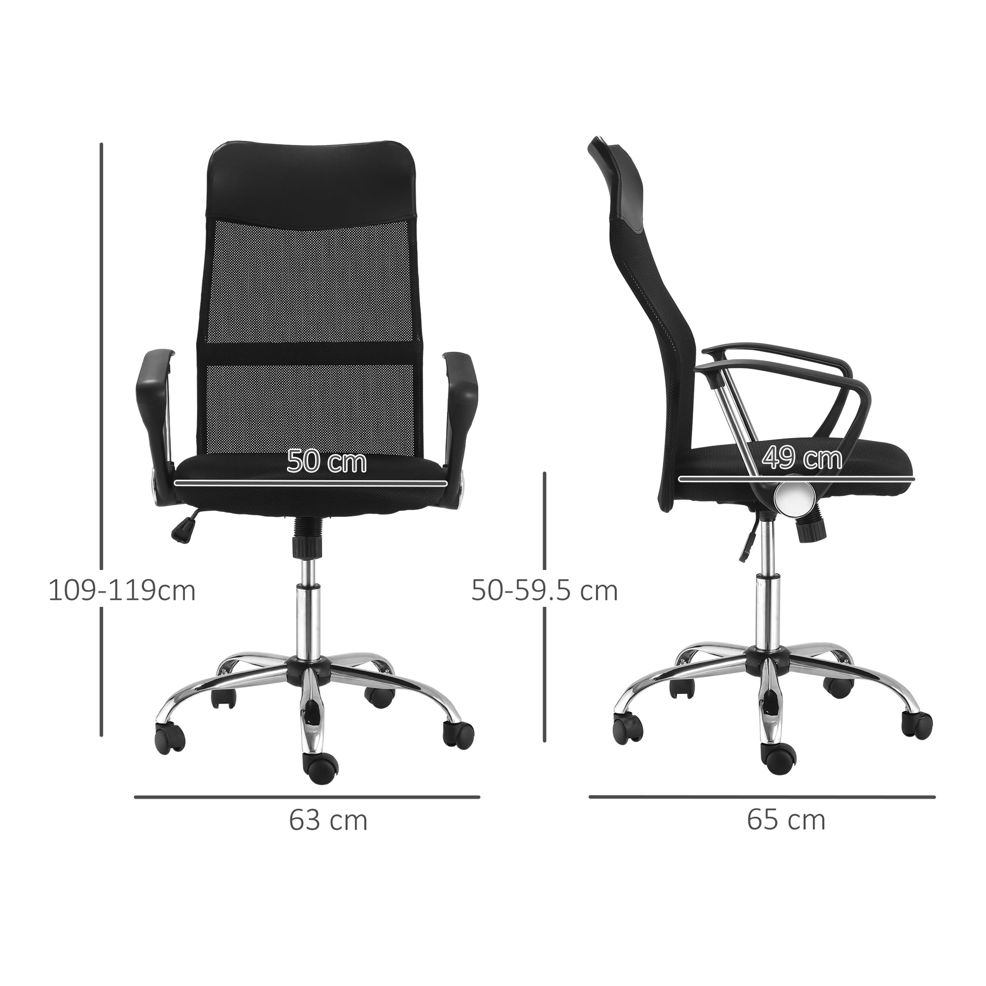 Image for HOMCOM Ergonomic Office Chair Mesh Chair with Adjustable Height Tilt Function Black