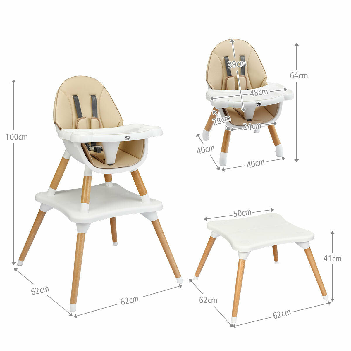 4 in 1 Baby High Chair Infant  Feeding Seat