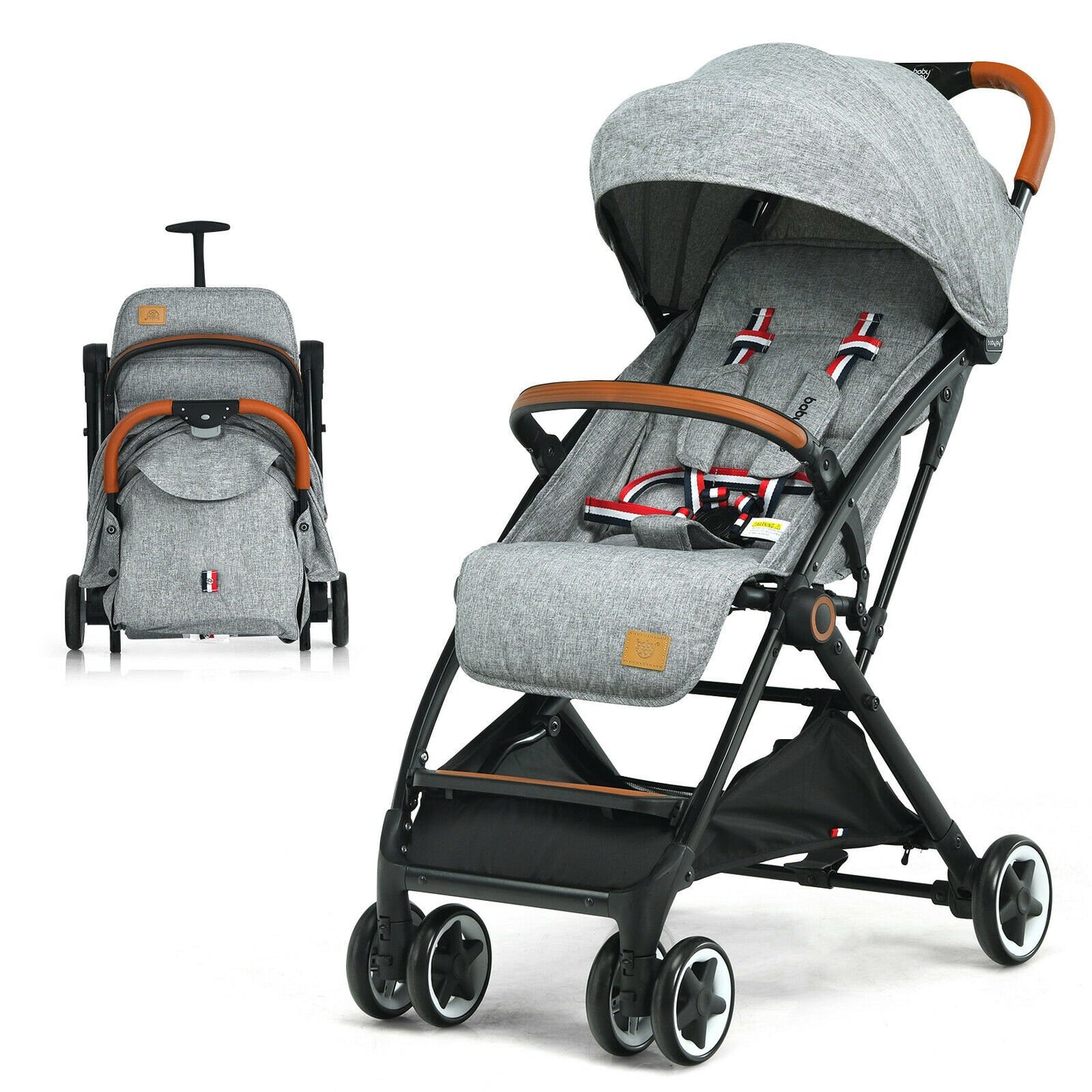 Image for Folding Pushchair with Adjustable Backrest and Footrest