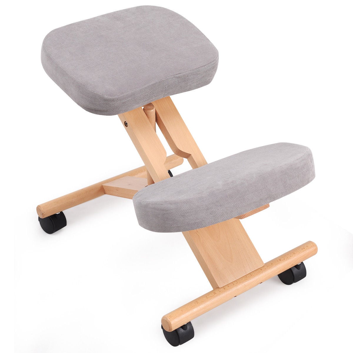 Wooden Orthopaedic Kneeling Grey with stylish European Design: Sleek, minimalist aesthetic with natural wood finish.