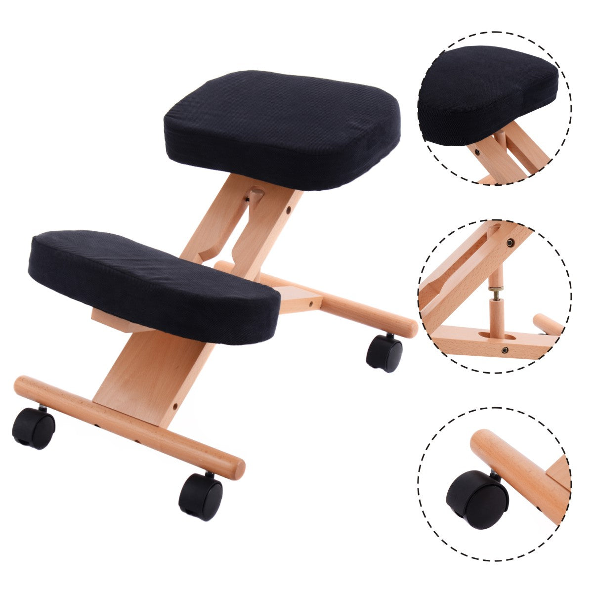 Wooden Orthopaedic Kneeling Stool Ergonomic Posture Frame Seat - ChairwayUK