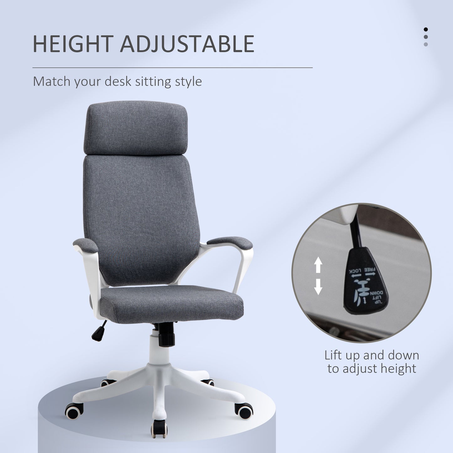 Image for Vinsetto Office Chair High Back 360° Swivel Task Chair Ergonomic Desk Chair with Lumbar Back Support, Adjustable Height