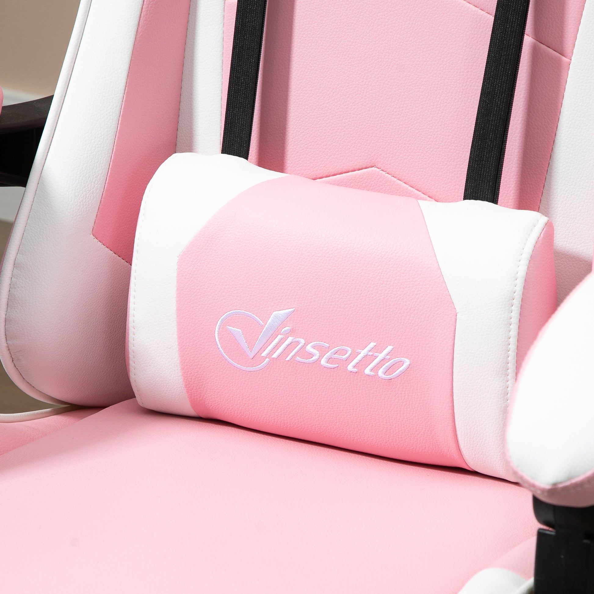 Image for Vinsetto Racing Gaming Chair with Lumbar Support, Head Pillow, Swivel Wheels, High Back Recliner Gamer Desk Chair for Home Office, Pink