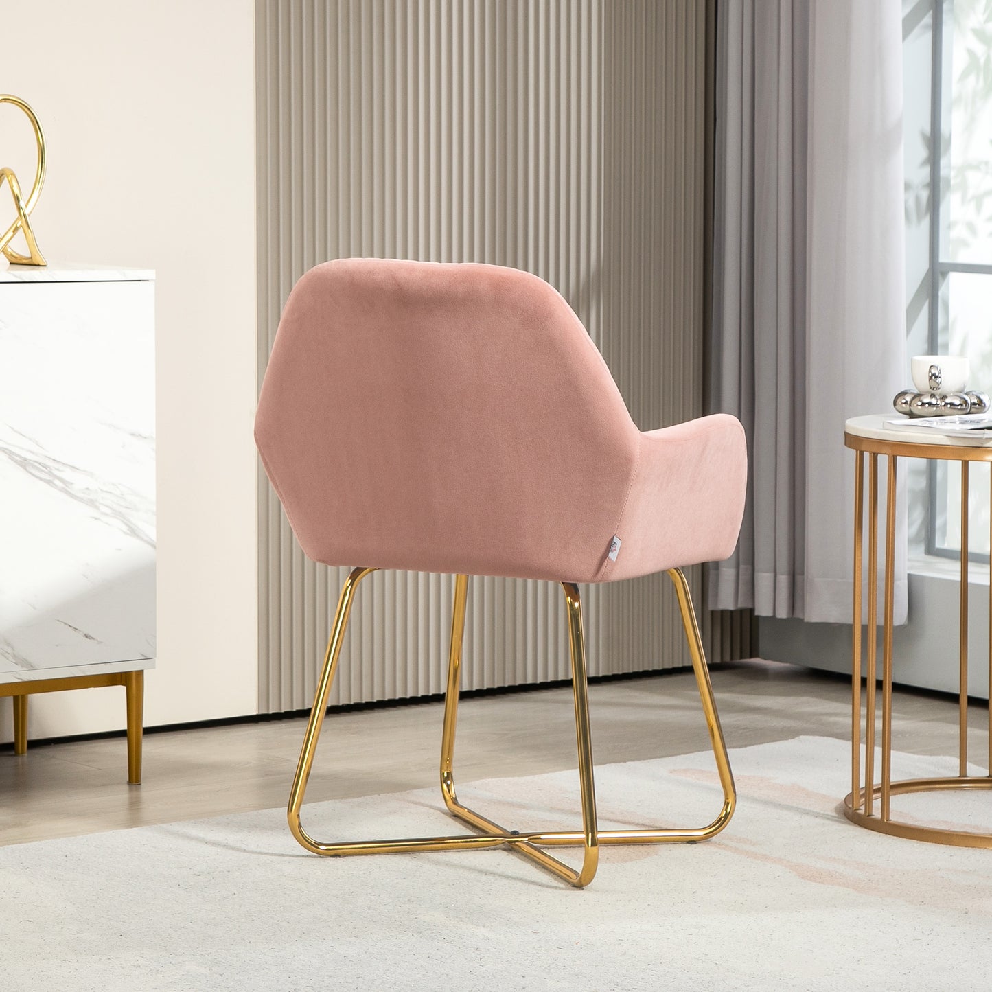 HOMCOM Modern Arm Chair Set of 2 Upholstered Accent Chair with Metal Base for Living Room - ChairwayUK