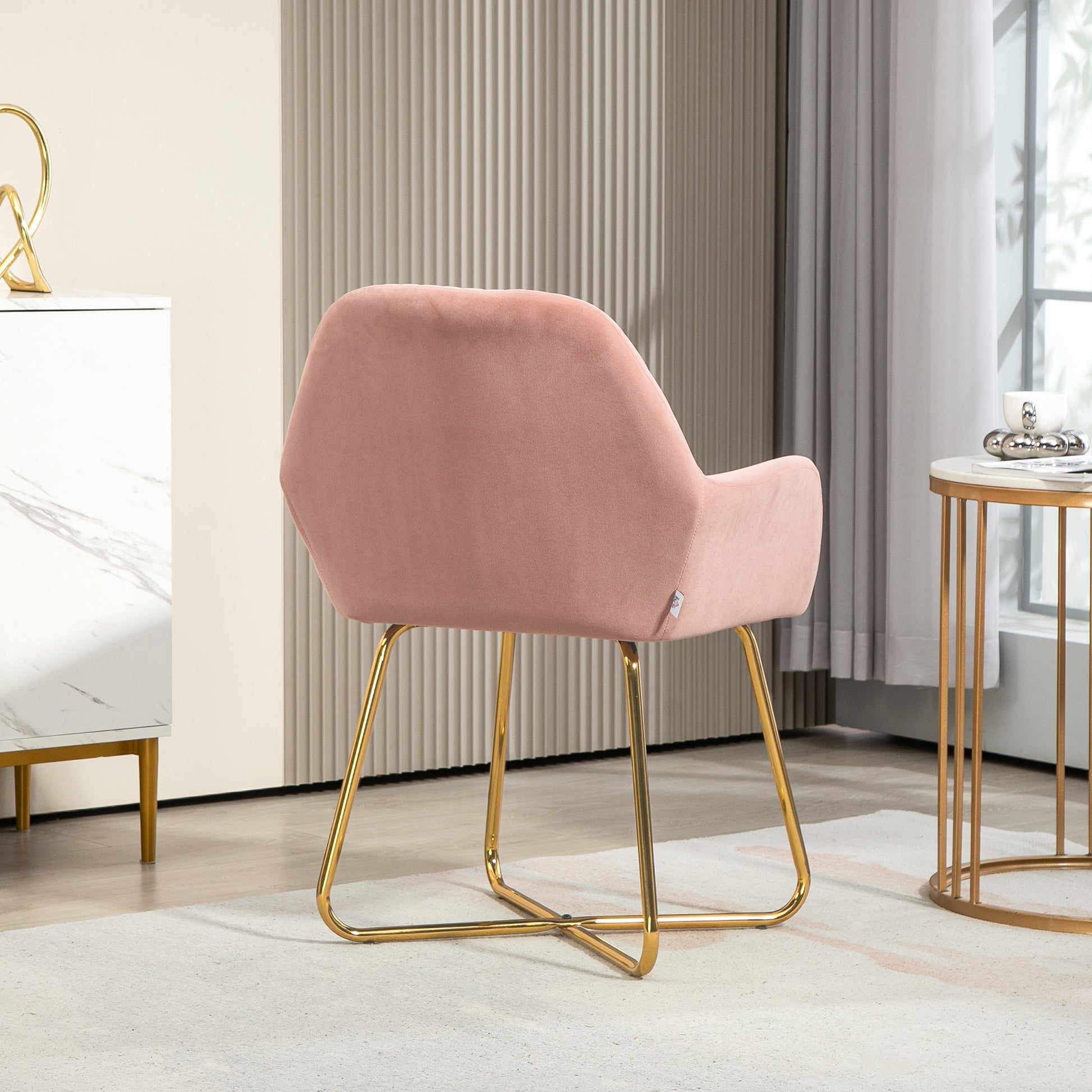 HOMCOM Modern Arm Chair Set of 2 Upholstered Accent Chair with Metal Base for Living Room - ChairwayUK