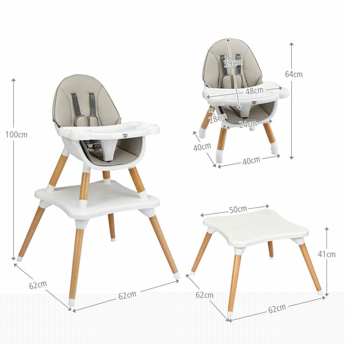 4 in 1 Baby High Chair Infant Feeding Seat - ChairwayUKBaby ChairBB0484GB - GR4 in 1 Baby High Chair Infant Feeding Seat