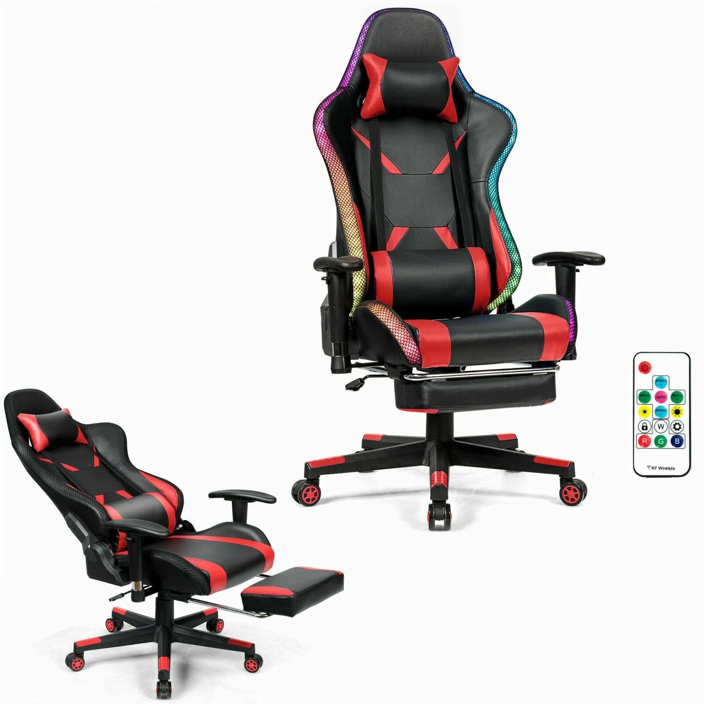 Image for Ergonomic Gaming Chair with Adjustable High Back and Remote Control LED