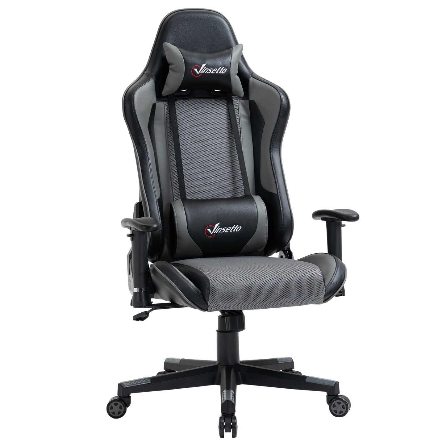 Image for Vinsetto Gaming Chair Racing Style Ergonomic Office Chair High Back Computer Desk Chair Adjustable Height Swivel Recliner with Lumbar Support, Grey