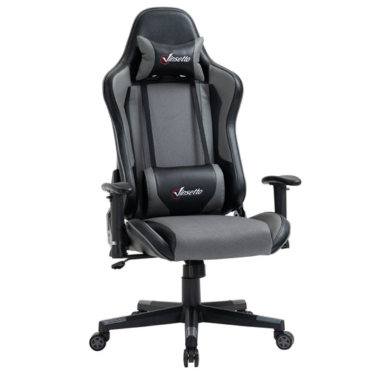 Image for Vinsetto Gaming Chair Racing Style Ergonomic Office Chair High Back Computer Desk Chair Adjustable Height Swivel Recliner with Lumbar Support, Grey