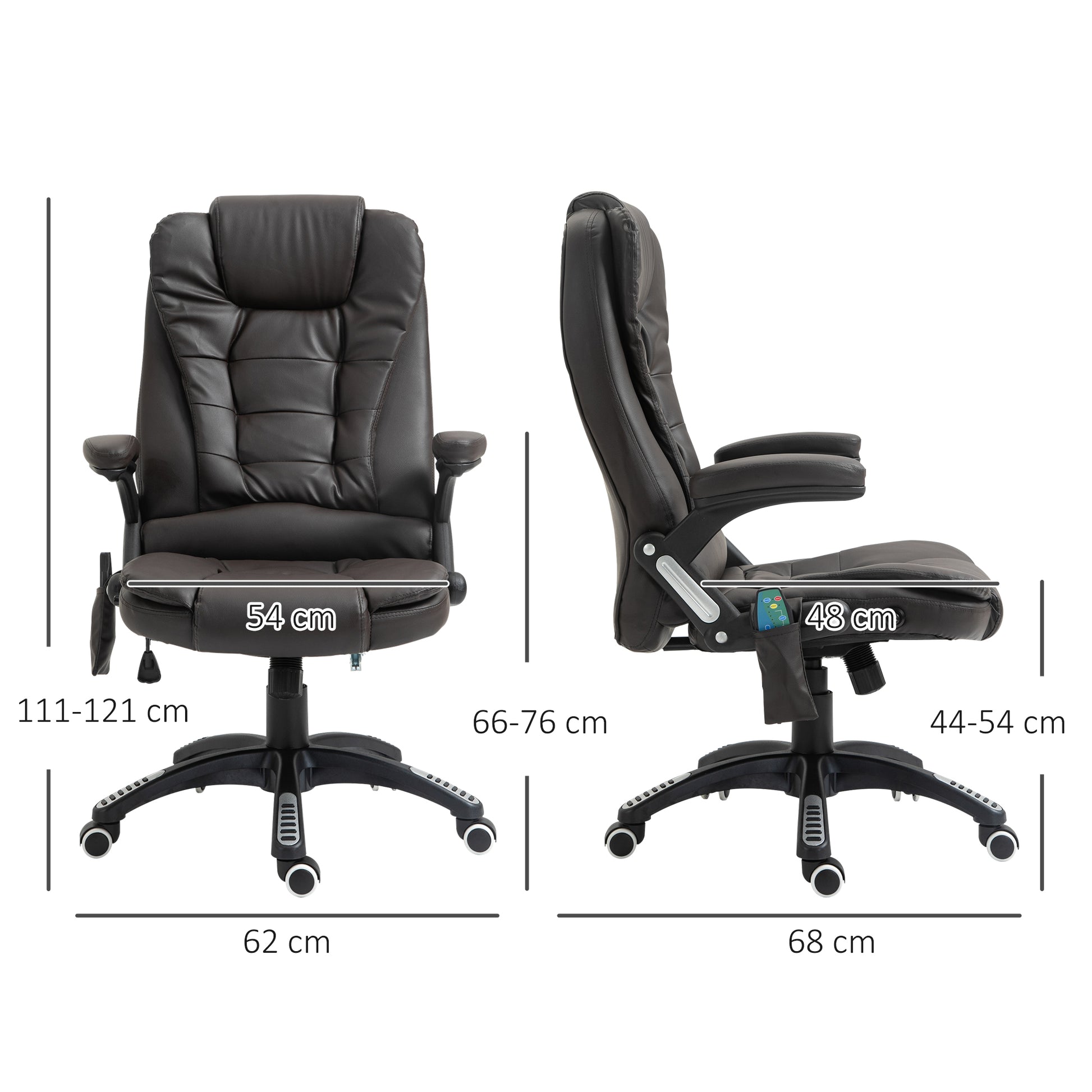 Image for HOMCOM Executive Office Chair with Massage and Heat, High Back PU Leather Massage Office Chair With Tilt and Reclining Function, Brown