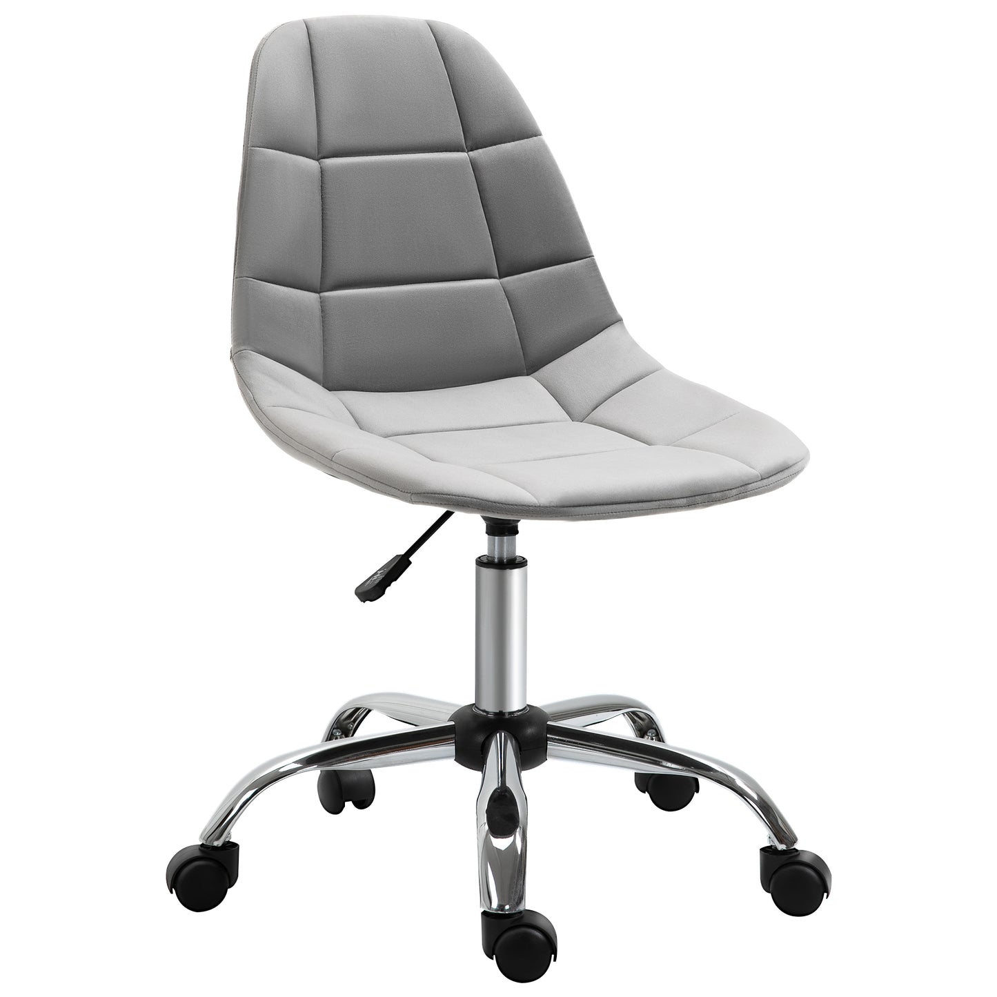 Image for Vinsetto Ergonomic Office Chair with Adjustable  Height and Wheels Velvet Executive Chair Armless for Home Study Bedroom Grey