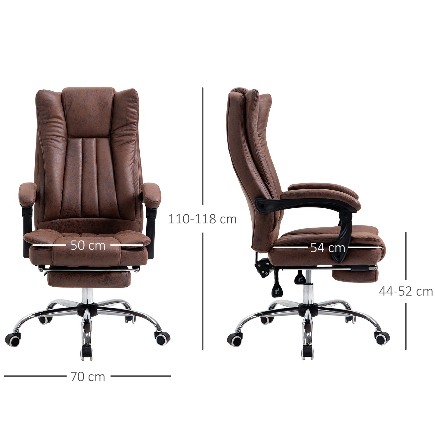 Image for Vinsetto Ergonomic Desk Chair Home Office Chair with Reclining Function Armrests Swivel Wheels Footrest Brown