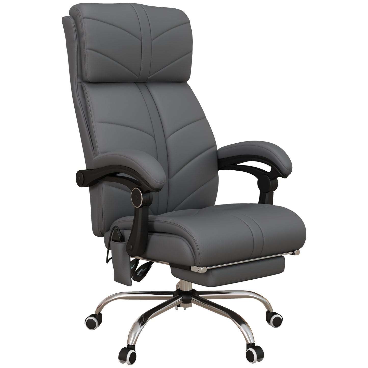 Image for Vinsetto Vibration Massage Office Chair with Heat, PU Leather Computer Chair with Footrest, Armrest, Reclining Back, Grey