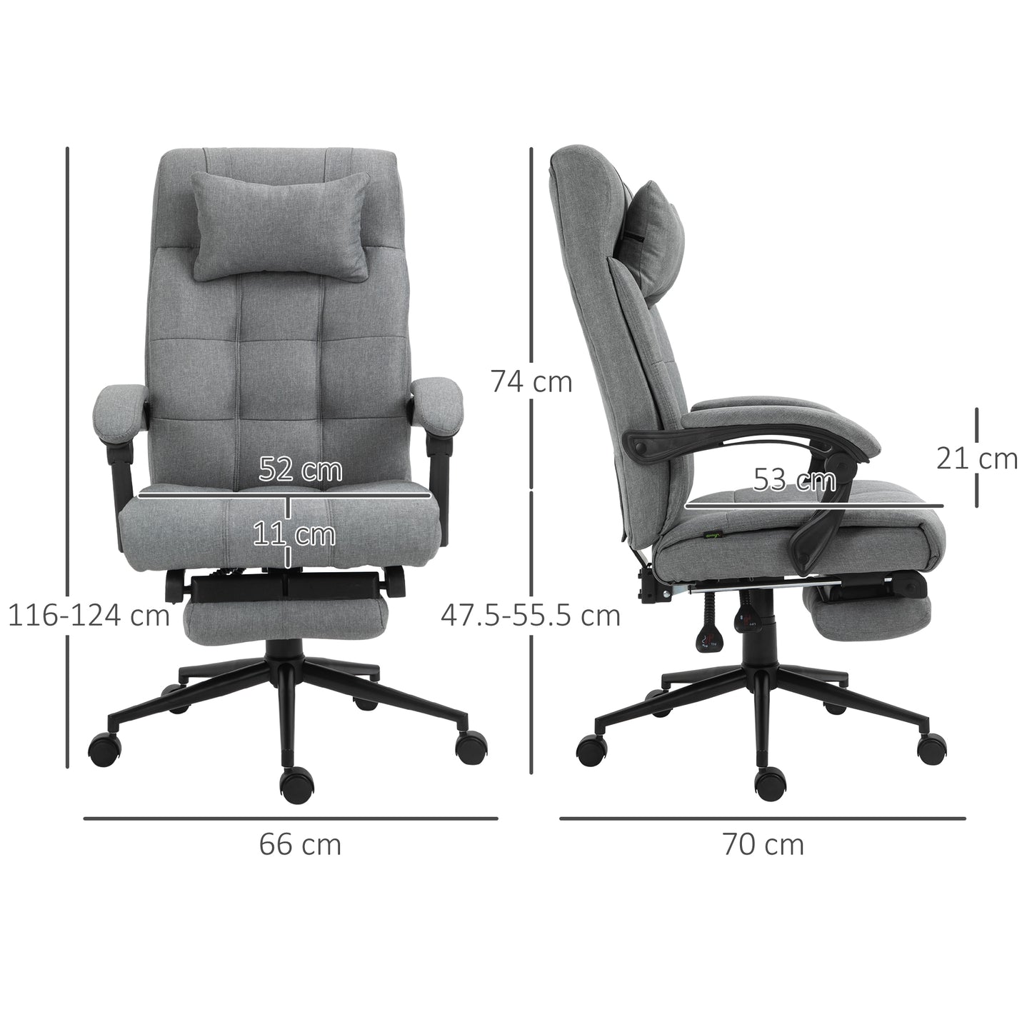 Image for Vinsetto Office Chair with Footrest Ergonomic Office Chair with Armrests Lumber Support and Headrest Light Grey