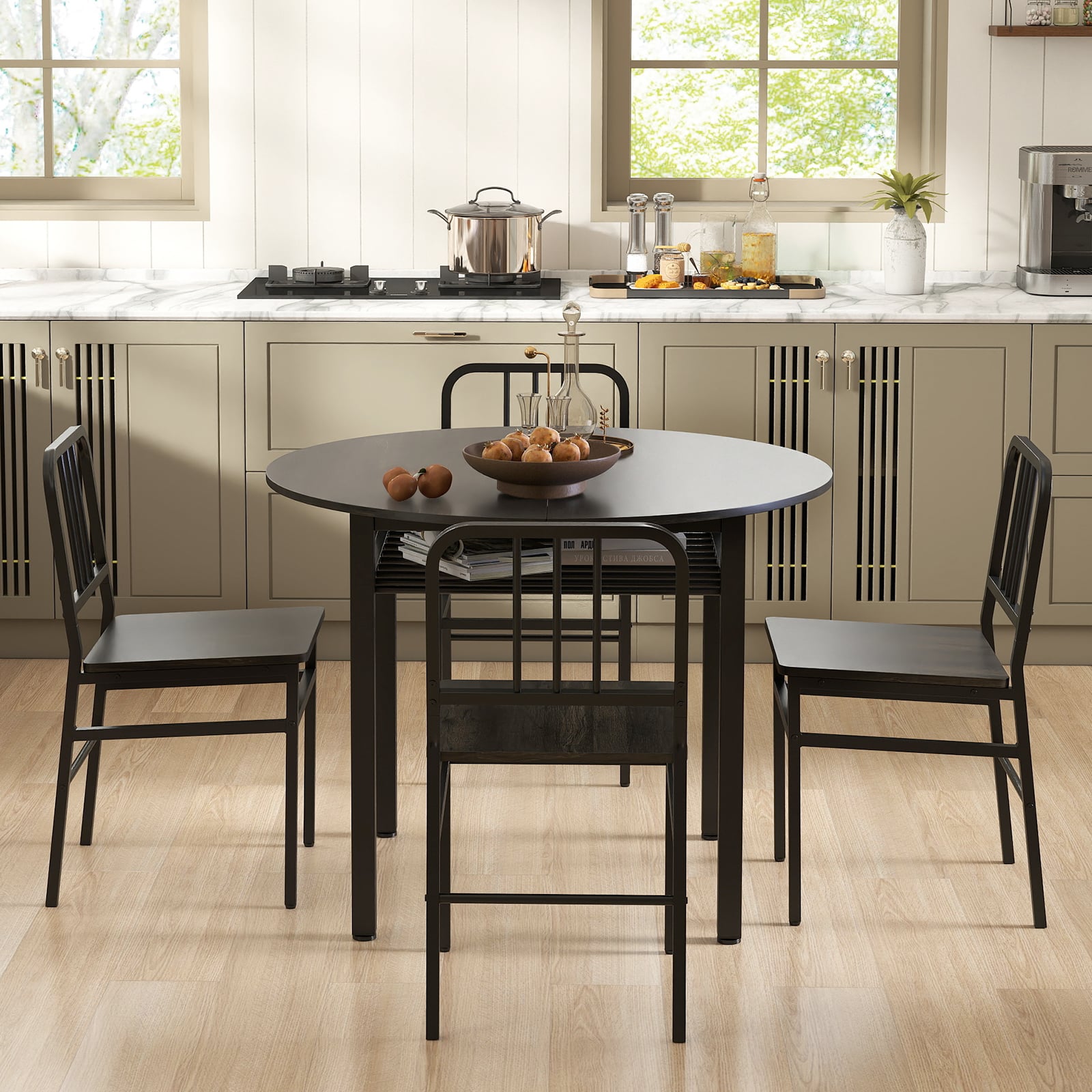 5 Piece Dining Table Set with Storage Rack for Dining Room Lifestyle