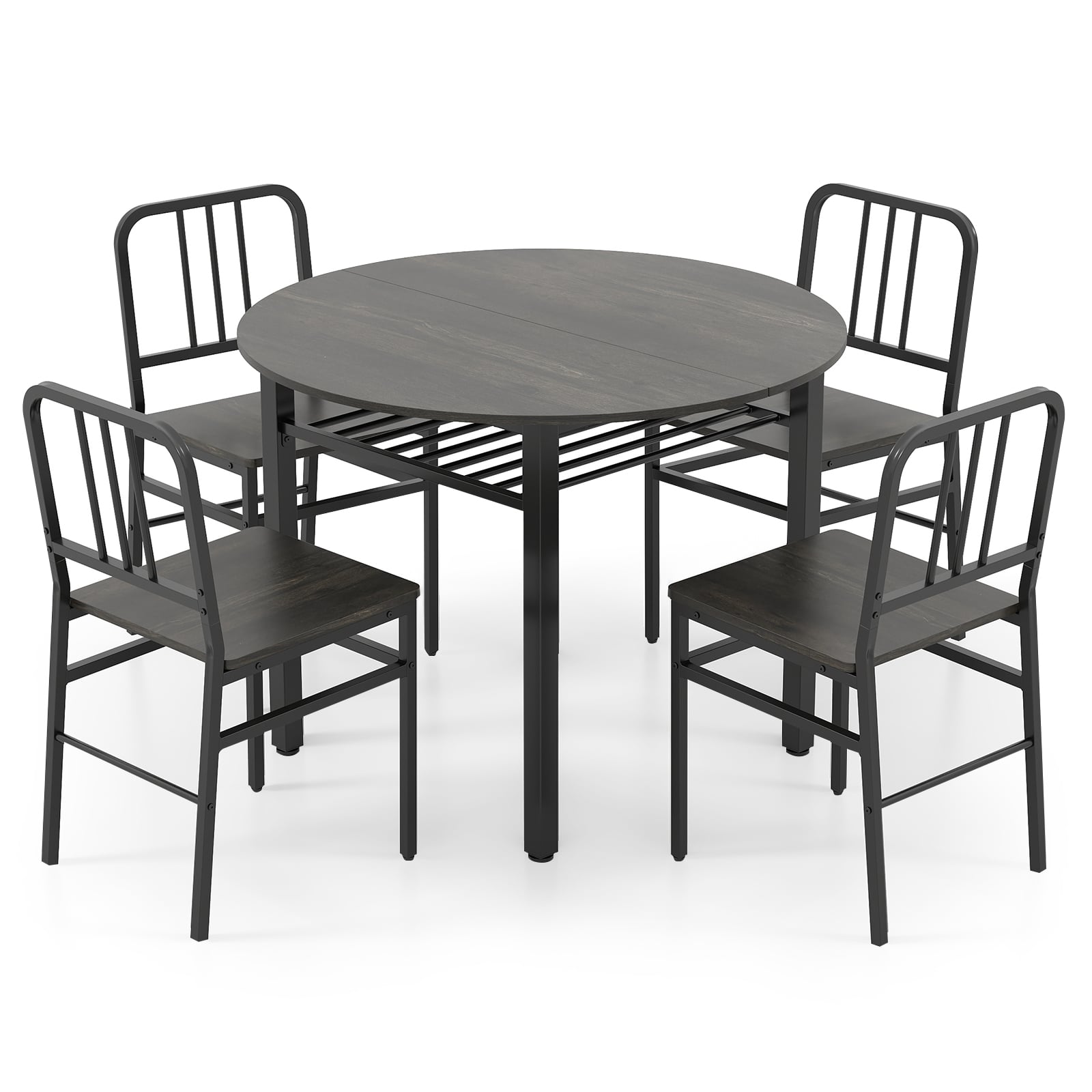 5 Piece Dining Table Set with Storage Rack for Dining Room - ChairwayUK