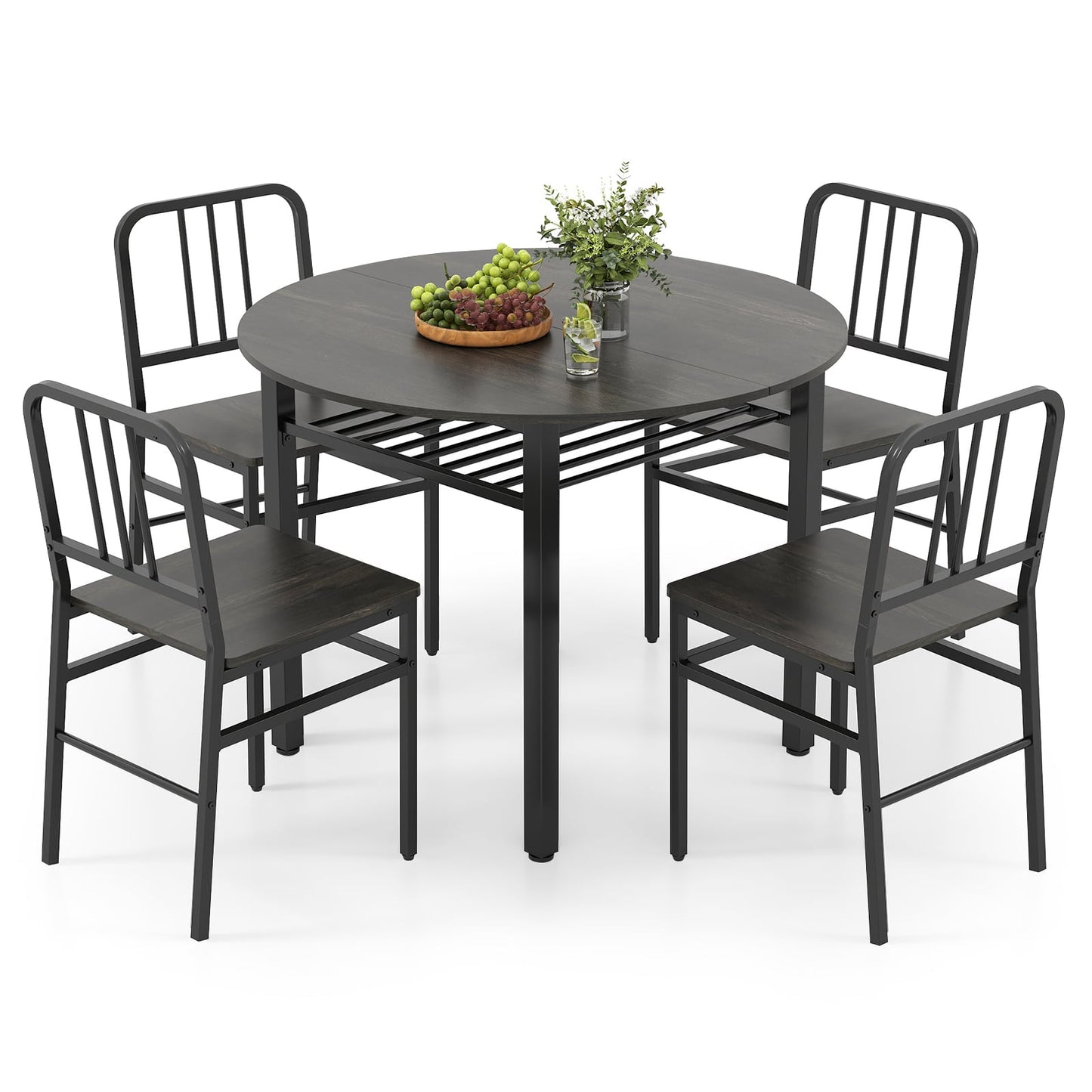 5 Piece Dining Table Set with Storage Rack for Dining Room - ChairwayUK
