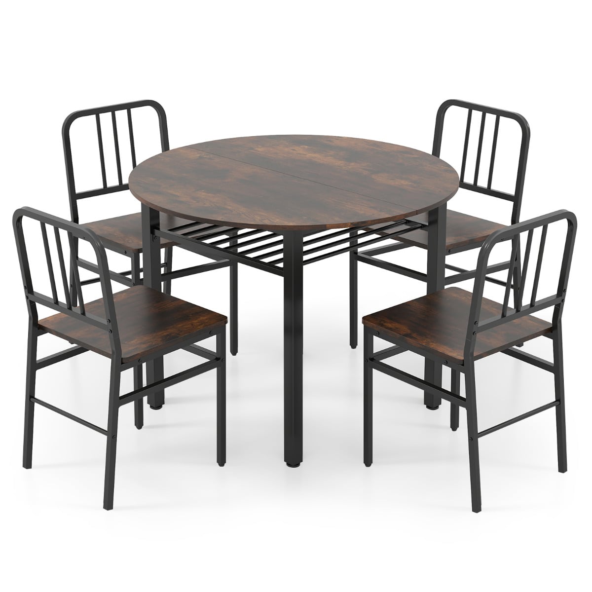 5 Piece Dining Table Set with Storage Rack for Dining Room White Dinning room Coffee