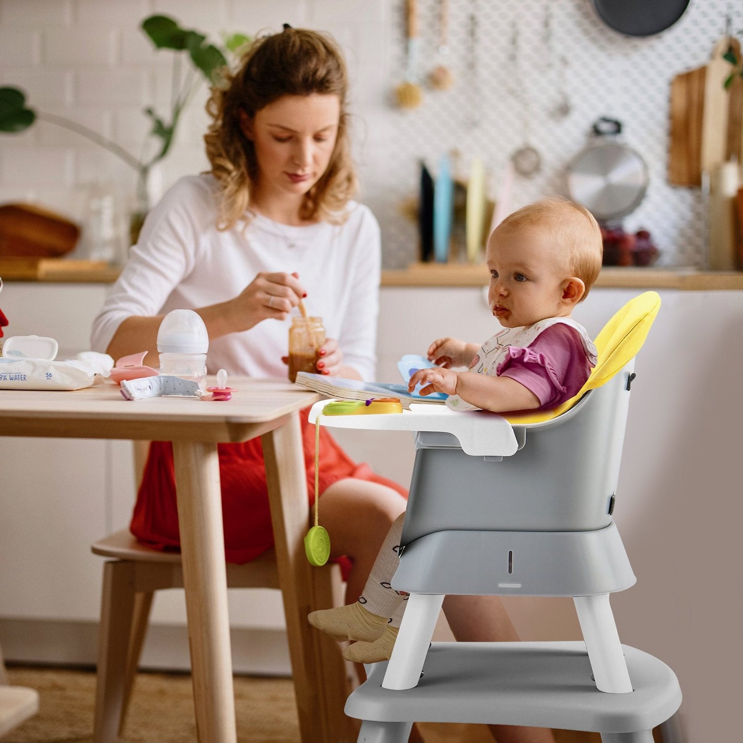 6 - in - 1 Baby High Chair with 5 - Point Harness and Removable Tray - Yellow - ChairwayUKBaby ChairAD10027YE6 - in - 1 Baby High Chair with 5 - Point Harness and Removable Tray - Yellow