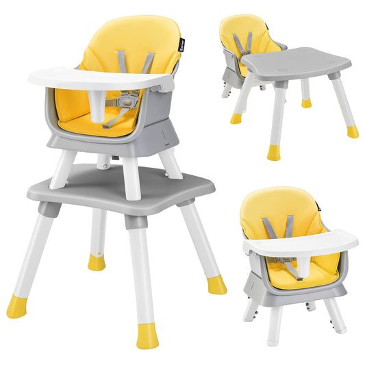 6 - in - 1 Baby High Chair with 5 - Point Harness and Removable Tray - Yellow - ChairwayUKBaby ChairAD10027YE6 - in - 1 Baby High Chair with 5 - Point Harness and Removable Tray - Yellow