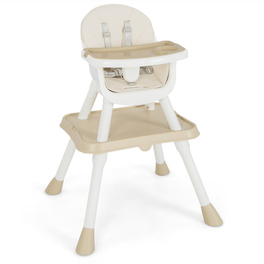 6 - in - 1 Baby High Chair with Convertible Table and Removable Tray - Beige - ChairwayUKBaby ChairAD10036GB - BE6 - in - 1 Baby High Chair with Convertible Table and Removable Tray - Beige