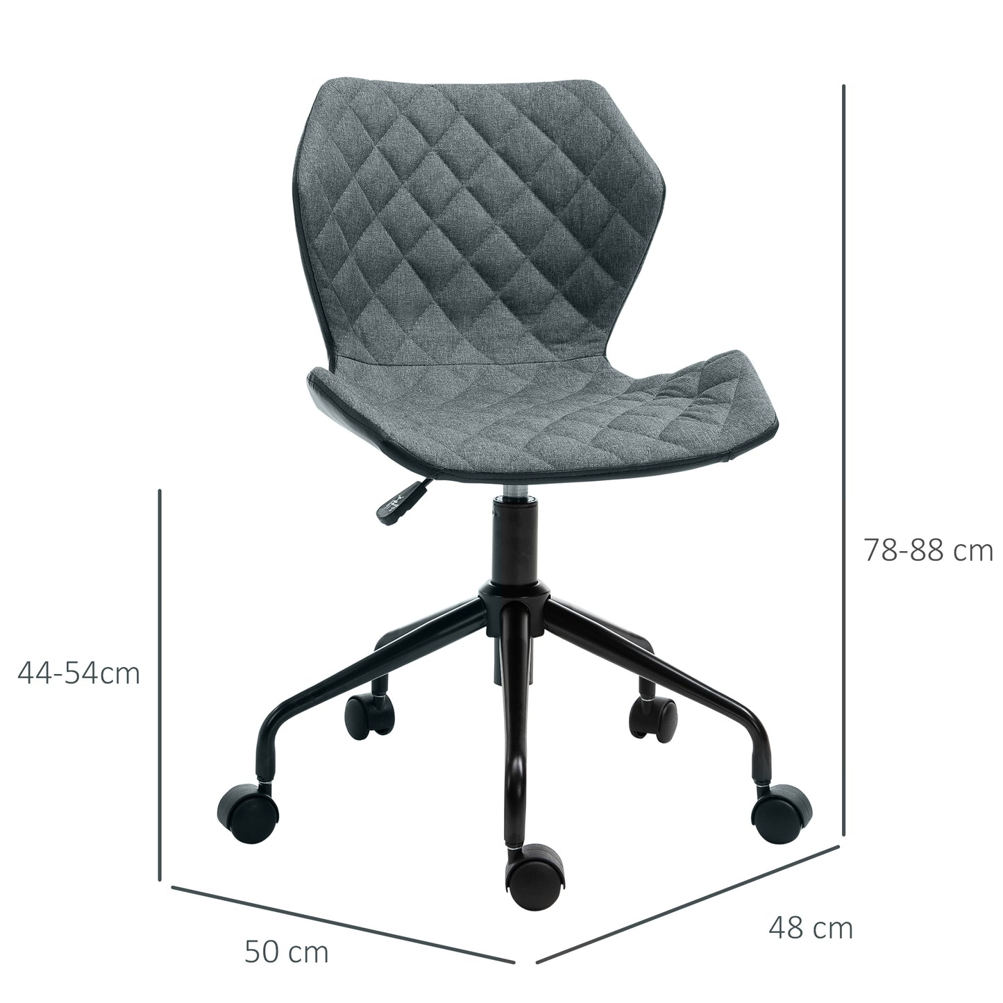 Image for HOMCOM Swivel Chair, Home Office Computer Desk Chair With Nylon Wheels Adjustable Height Linen Grey