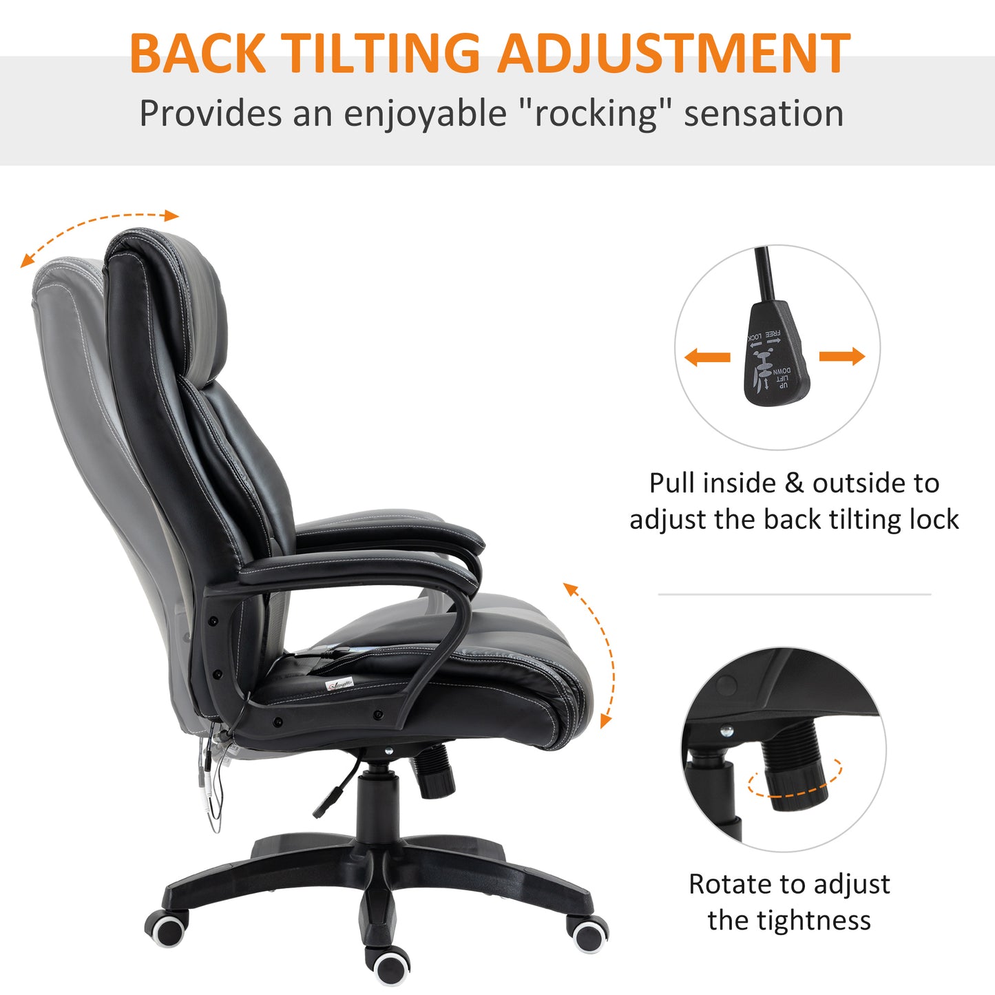 Image for Vinsetto High Back Executive Office Chair 6- Point Vibration Massage Extra Padded Swivel Ergonomic Tilt Desk Seat, Black