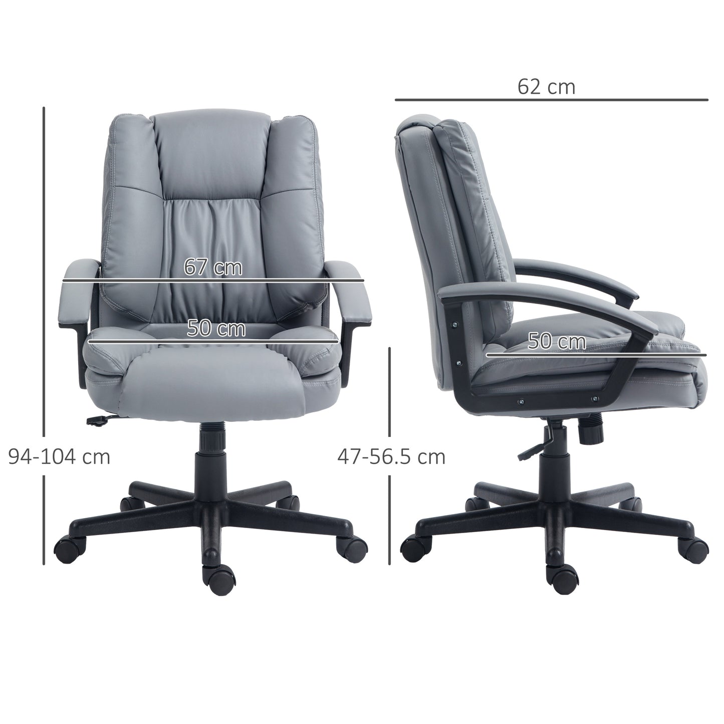 Image for Vinsetto Office Chair, Faux Leather Computer Desk Chair, Mid Back Executive Chair with Adjustable Height and Swivel Rolling Wheels