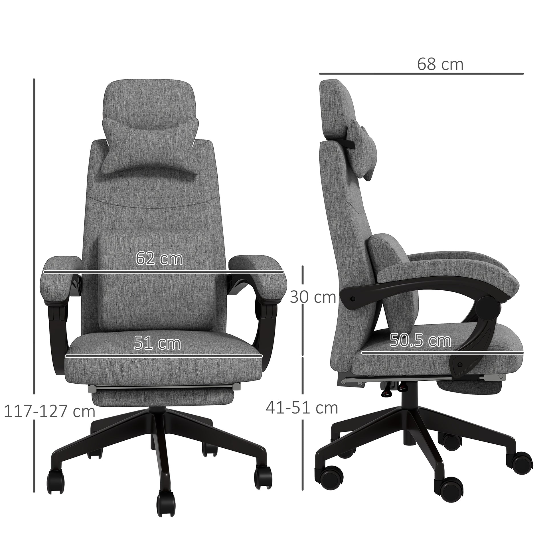 Image for Vinsetto High Back Office Chair Reclining Computer Chair with Footrest Lumbar Support Adjustable Height Swivel Wheels Dark Grey