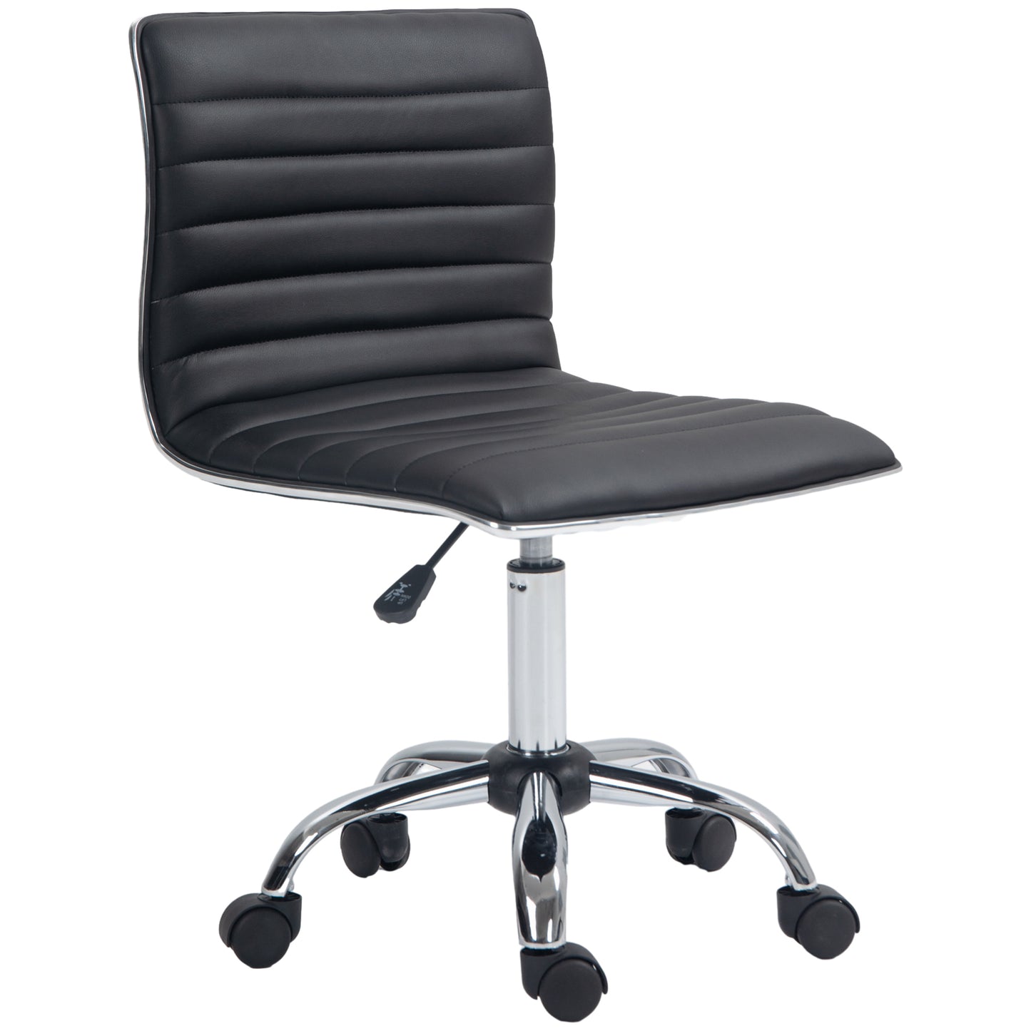 Image for Vinsetto Adjustable Swivel Office Chair with Armless Mid-Back in PU Leather and Chrome Base - Black