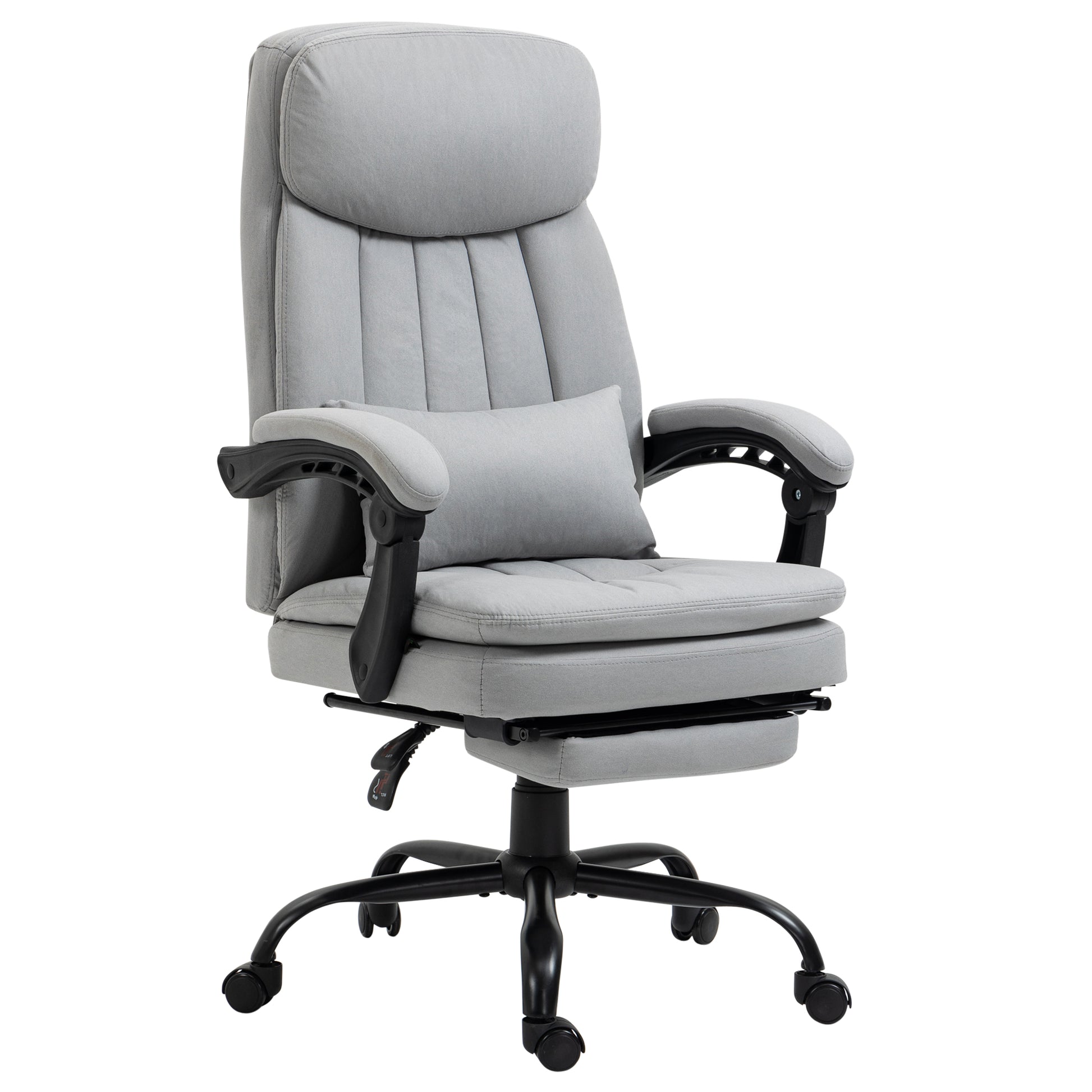 Image for Vinsetto Vibration Massage Office Chair with Heat, Microfibre Computer Chair with Footrest, Lumbar Support Pillow, Armrest, Reclining Back, Grey