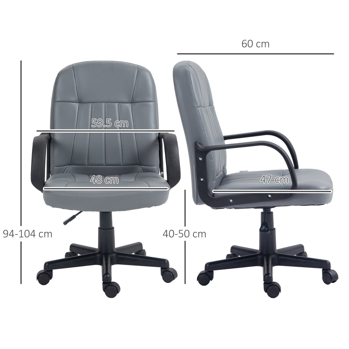 Image for Vinsetto Swivel Executive Office Chair PU Leather Computer Desk Chair Office Furniture Gaming Seater - Grey