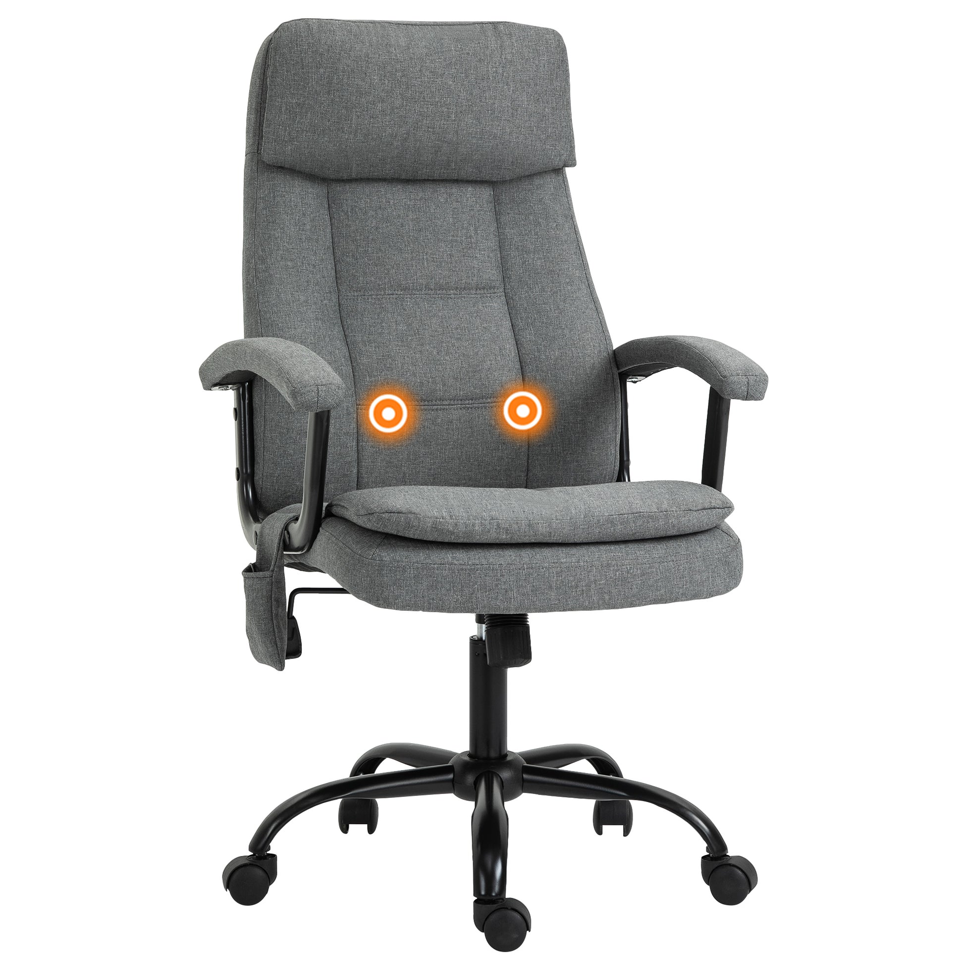 Image for Vinsetto 2-Point Massage Office Chair Linen-Look Ergonomic Adjustable Height w/ 360° Swivel 5 Castor Wheels Rocking Comfortable Executive Seat Grey