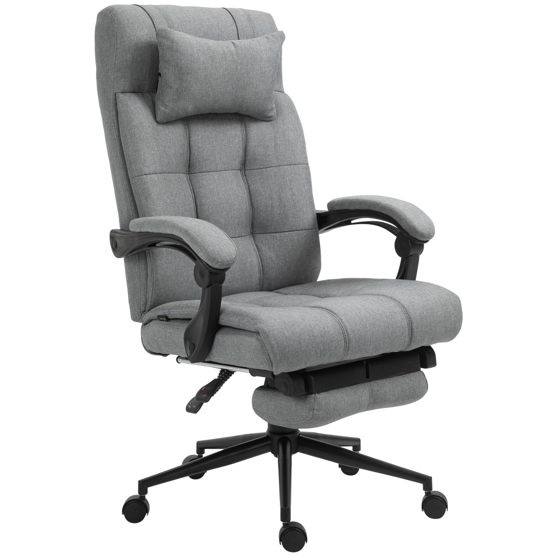 Image for Vinsetto Office Chair with Footrest Ergonomic Office Chair with Armrests Lumber Support and Headrest Light Grey