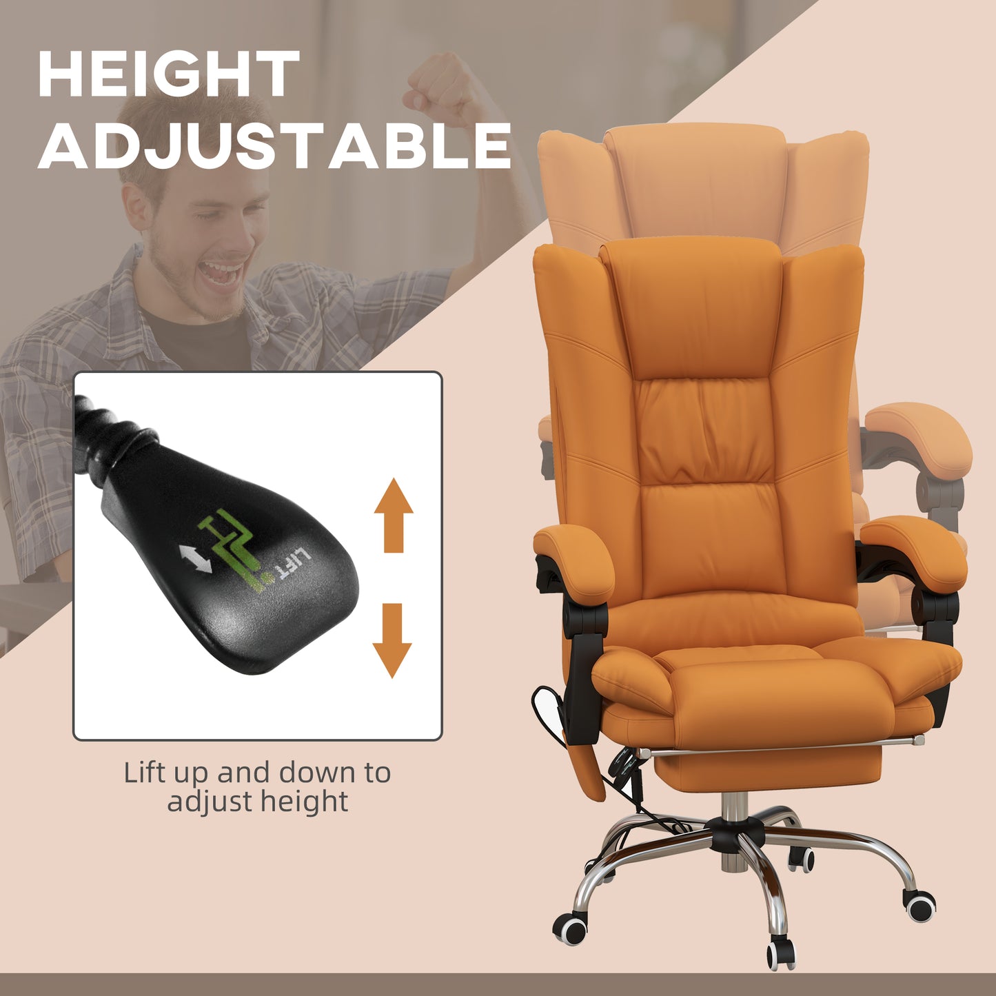 Massage Office Chair with Heat - Leather Computer Chair | Chairway.UK